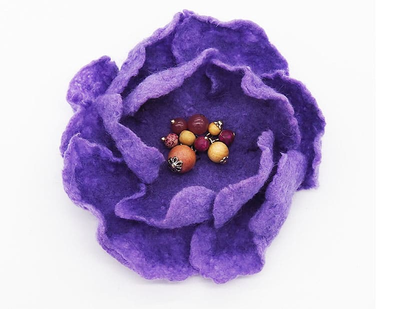 Wet Felting Purple Flower Craft