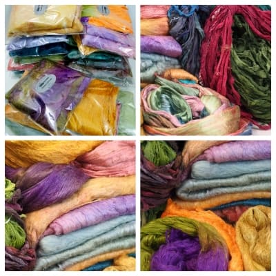 Assorted Colors and Types of Silk Fibers