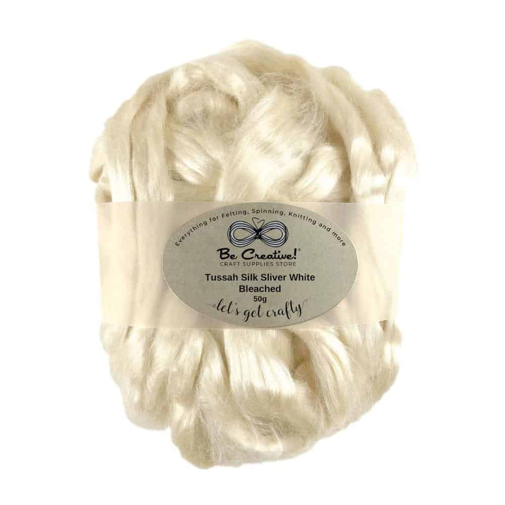 Bleached White Tussah Silk Sliver