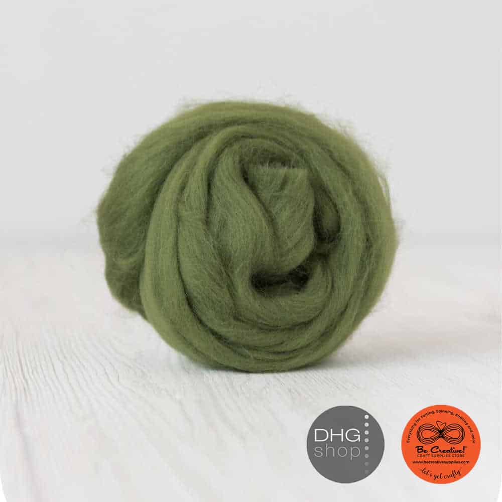 DHG Chive Green Wool Roving