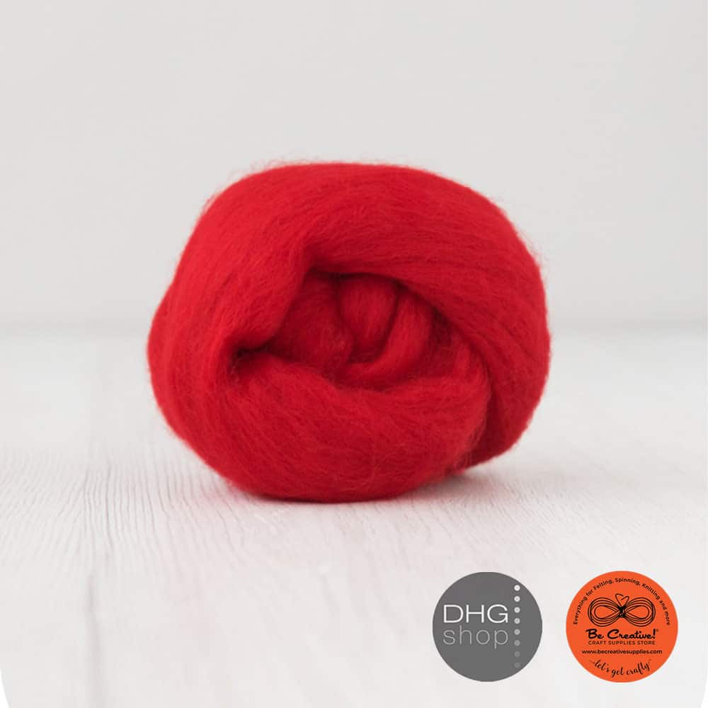 DHG Fiery Scarlet Red Wool Roving